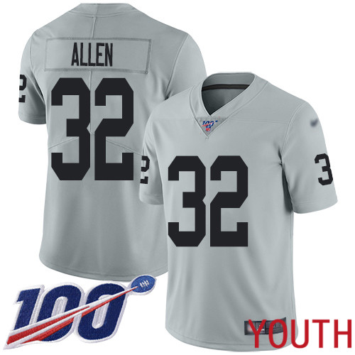 Oakland Raiders Limited Silver Youth Marcus Allen Jersey NFL Football #32 100th Season Inverted Legend Jersey